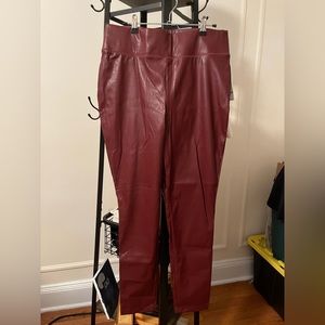 INC Faux leather burnt red skinny pants or leggings NWT size 14